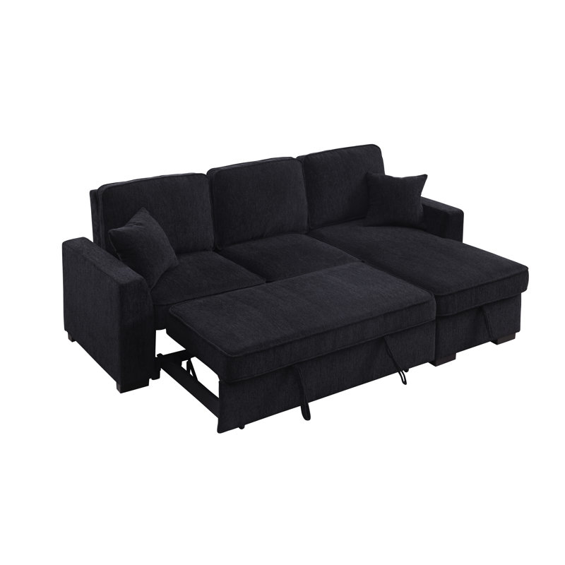 Amalyn 90" 4-in-1 Convertible L Shaped Couch with USB,Pull Out Bed and Storage, Sectional Sleeper Sofa with Reversible Chaise for Living Room