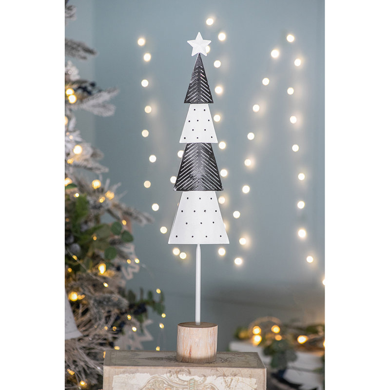 Iron Tree - Set of 2 - 4.5" x 2.5" x 22.5" - Black/White