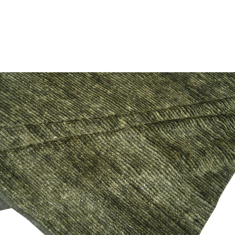 Solid Wool Silk Blend Rug - 10' x 14', Green