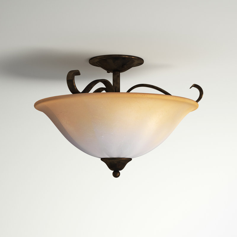 Neal Glass Semi Flush Mount, Polished Bronze
