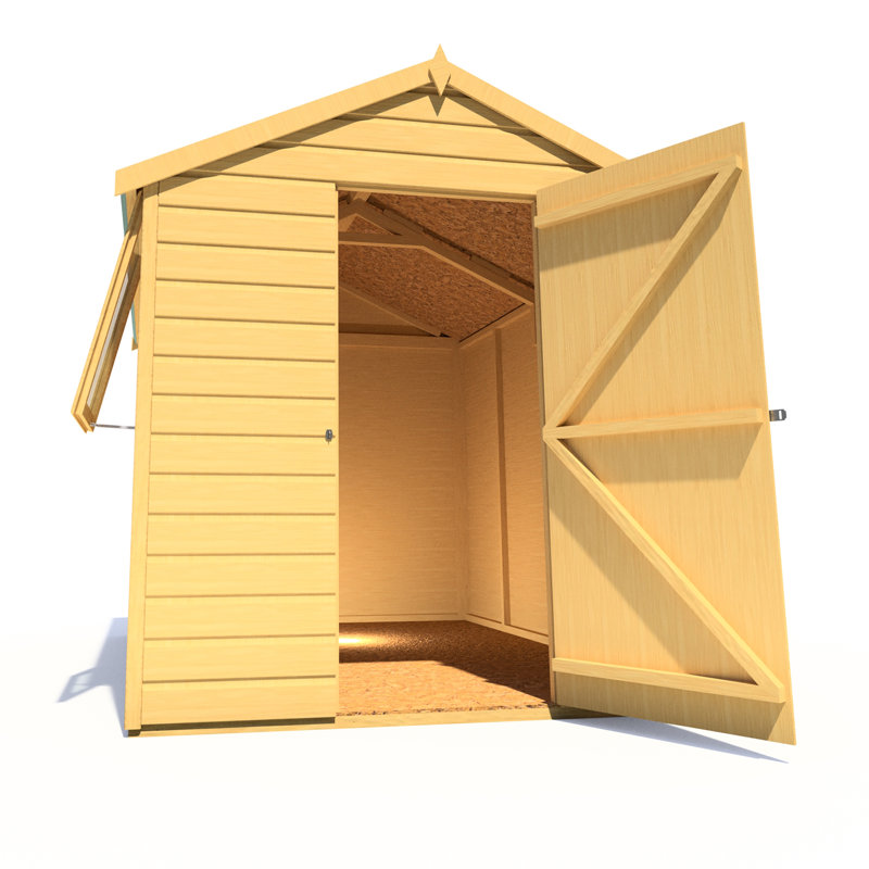 Durham 6 ft x 8 ft Shiplap Apex Shed, No