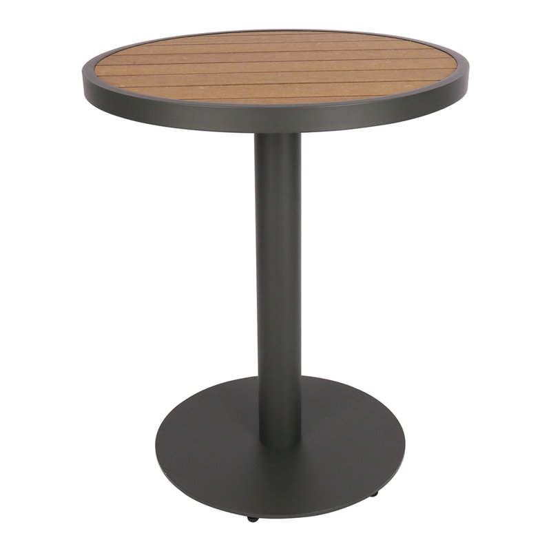 Table ronde en aluminium 23-5 / 8 po avec cadre noir en teck péruvien, 23-5/8 in., Peruvian Teak
