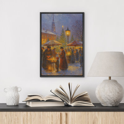 Hiver, art mural, impression sur toile encadrée, décoration de Noël