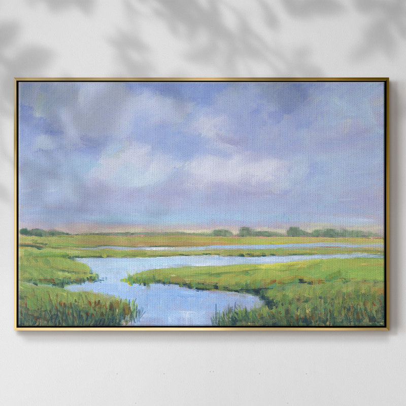 " Summer Marsh II ", Gold Framed, 17" H x 25" W x 2" D