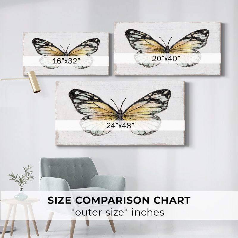 «Vintage Flutter II», toile tendue avec châssis, prête à être accrochée, H 16 po x l 32 po