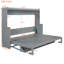 Grand lit escamotable avec bureau à levage hydraulique, gris