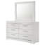 Commode 6 tiroirs et miroir blanc brillant