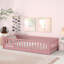 Lit plateforme simple avec clôture et porte, rose