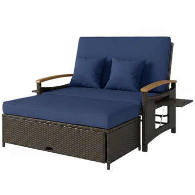 4-In-1 Multifunctional Sofa Bed,Garden Sofa Bed,Rattan Outdoor Daybed