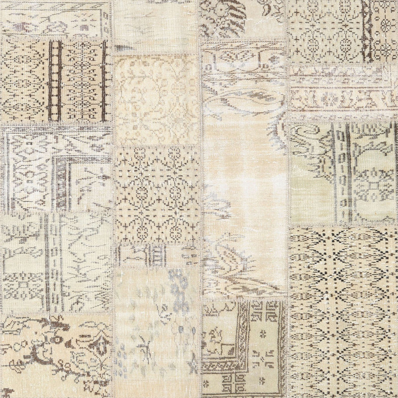 Tapis contemporain ivoire / gris clair, Carré 5 pi