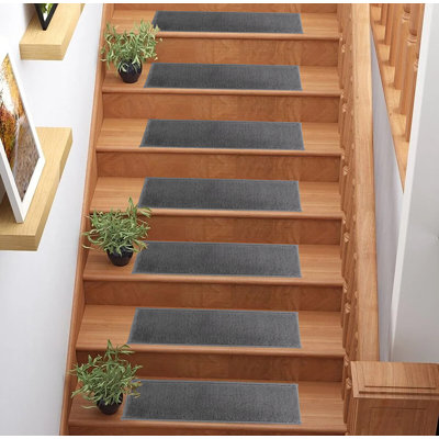 Custom Size Slip Resistant Machine Washable Solid Color Soft Medium Pile Stair Treads by Inches