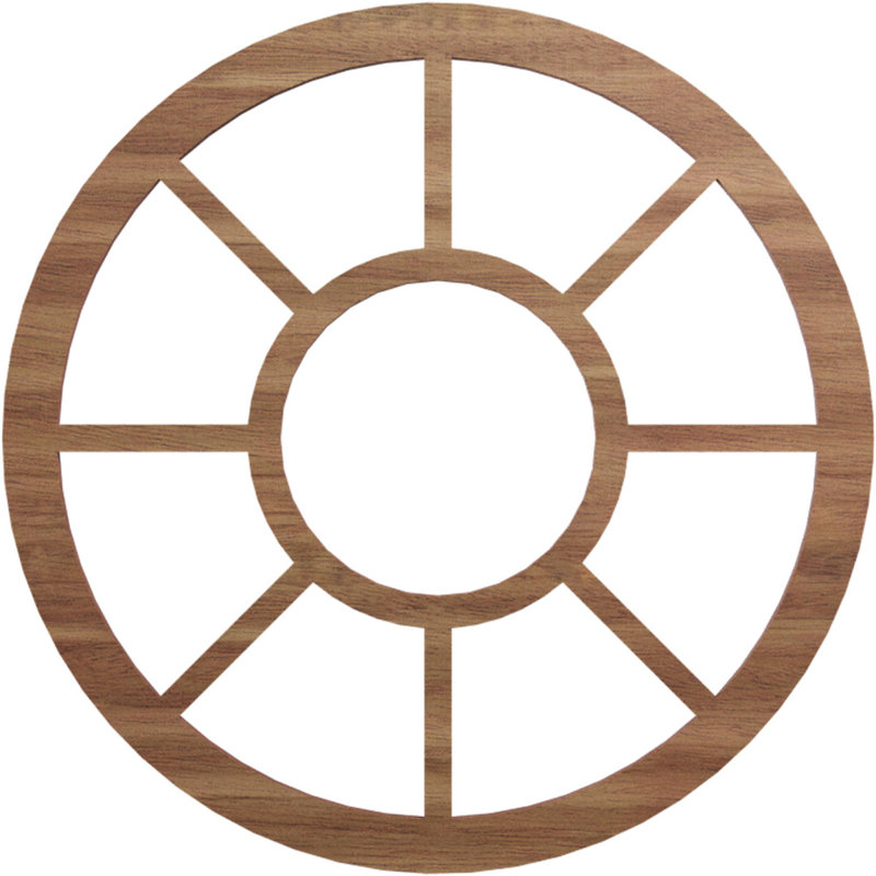 16"OD x 5 3/4"ID x 1/4"T Grace Wood Fretwork Pierced Ceiling Medallion, Birch, Walnut, 16" H x 16" W x 0.38" D