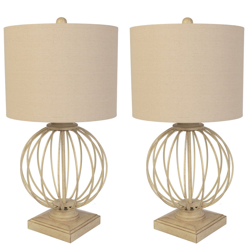 Ensemble de lampes de table USB en métal Bonni - Lampes modernes avec ports de charge USB et ampoules DEL, Sable
