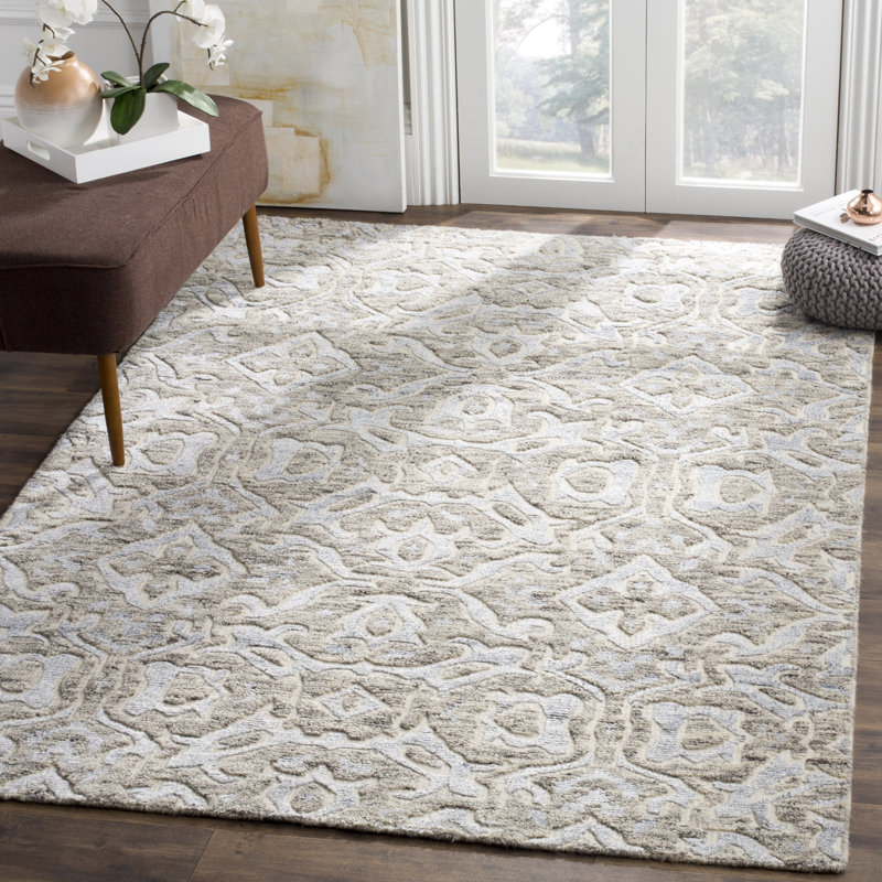 Tapis oriental en laine et viscose noués à la main Wyrick, Rectangle 9 pi x 12 pi