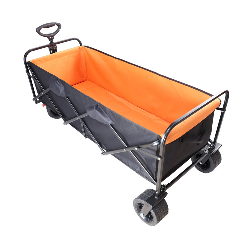Chariot pliant de grande capacité avec chariot extensible, Orange