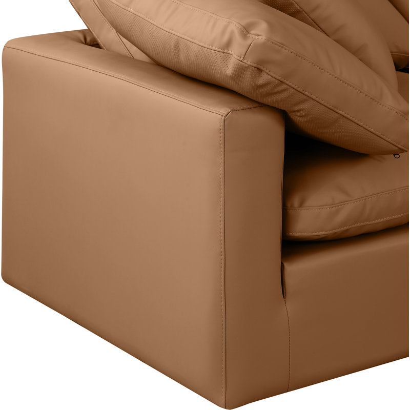 Canapé modulaire 5 pièces Itala, Cuir cognac végétalien