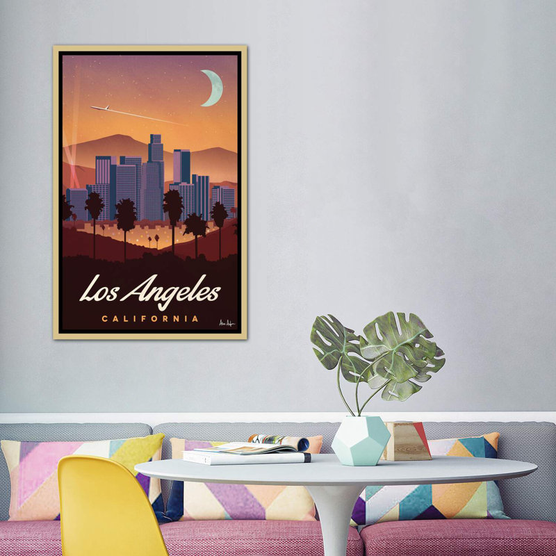 Los Angeles par IdeaStorm Studios - impression encadrée, H 60 po x l 40po x P 1,5 po, Toile encadrée d'or