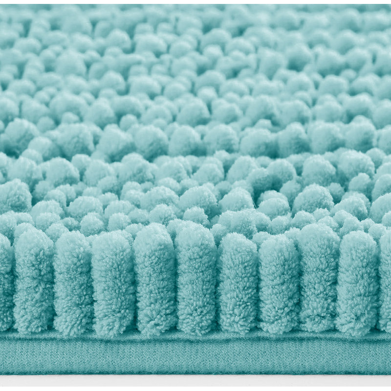 Ensemble de 2 tapis de salle de bain en chenille moelleux et moelleux, Bleu spa