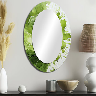Miroir mural vert et blanc à spirale abstraite IV - vert