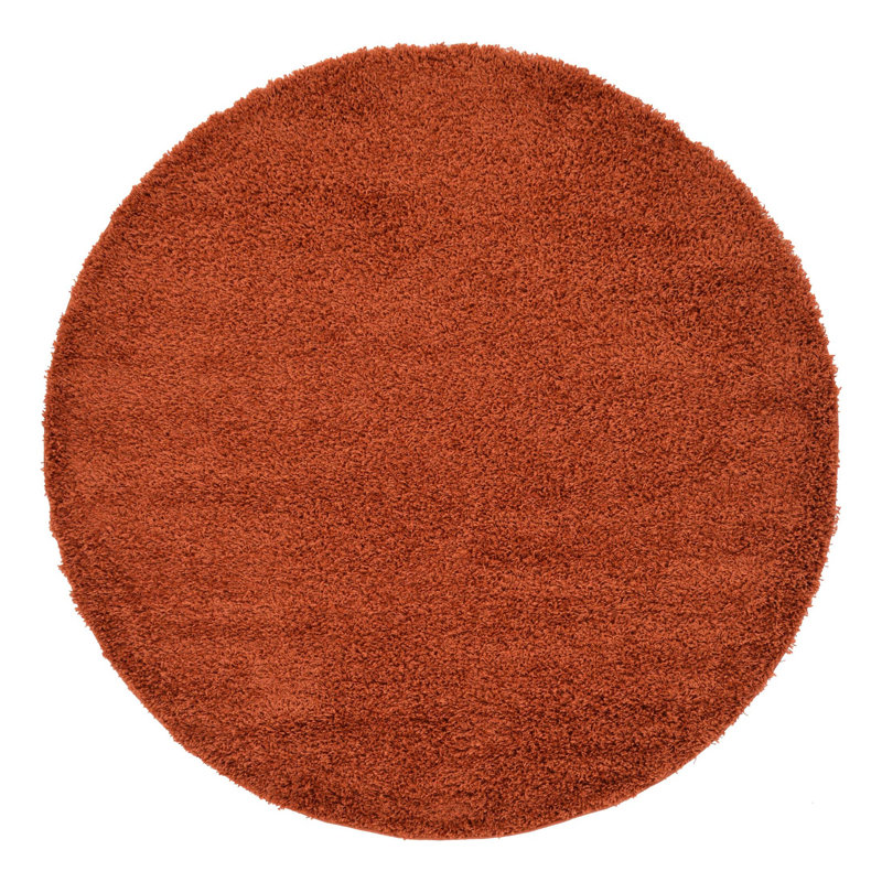 Tapis noir de jais Santoshi, Rond 7 pi 1 po, Terracotta