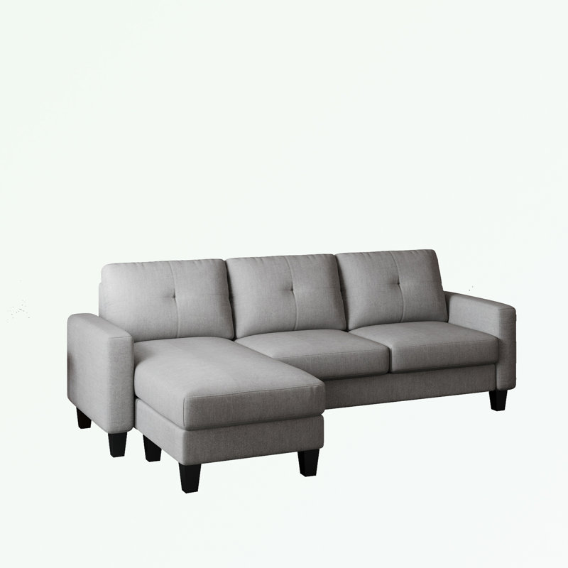 Matteus Upholstered Sectional Left Hand Facing, Gray Polyester Blend