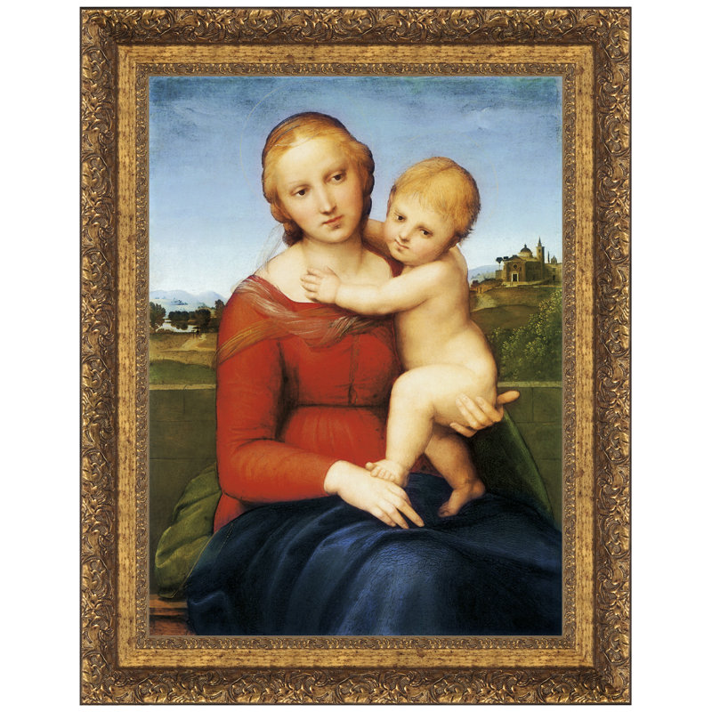 Framed Renaissance Madonna and Child Canvas Painting