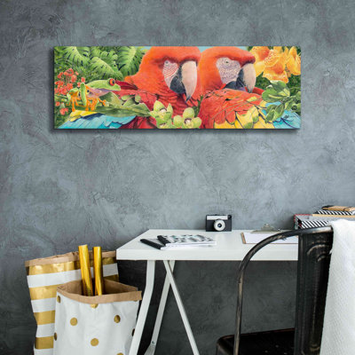 Yanah Red Barrel StudioÂ® 'Scarlet Macaws' By Durwood Coffey, Canvas Wall Art, 36X12 -  Bayou Breeze, 4DC9F03D42FA4CC2A6DE7E2E420C7378