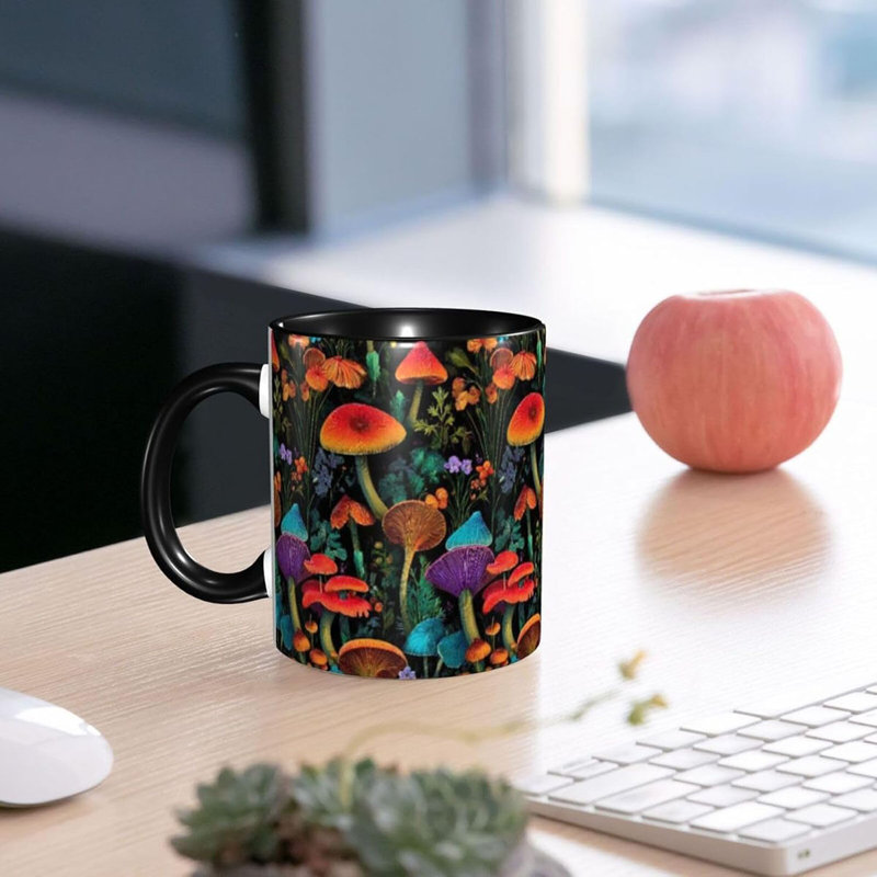 Mushroom Ceramic Coffee Mug for Women Gifts Tea Cup 11OZ Mugs Funny Coffee Cups with Handle for Office and Home