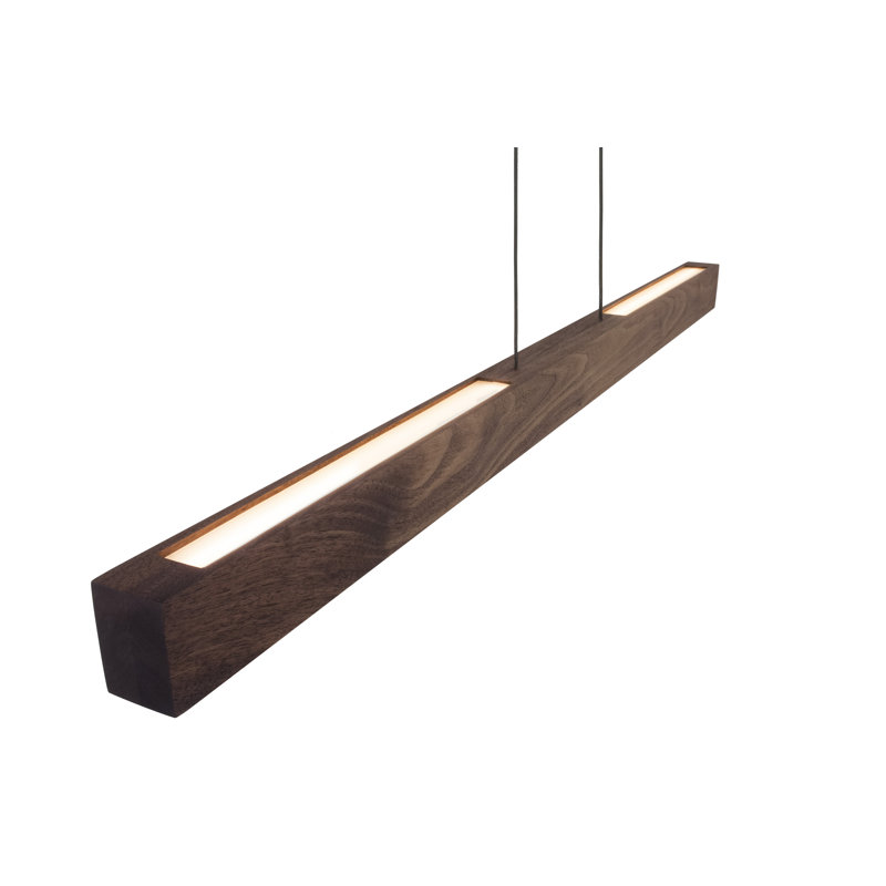 Una 3 - Light LED Kitchen Island Pendant - Uplight and Downlight, 2700K, Walnut, 2.75" H x 48" W x 2" D