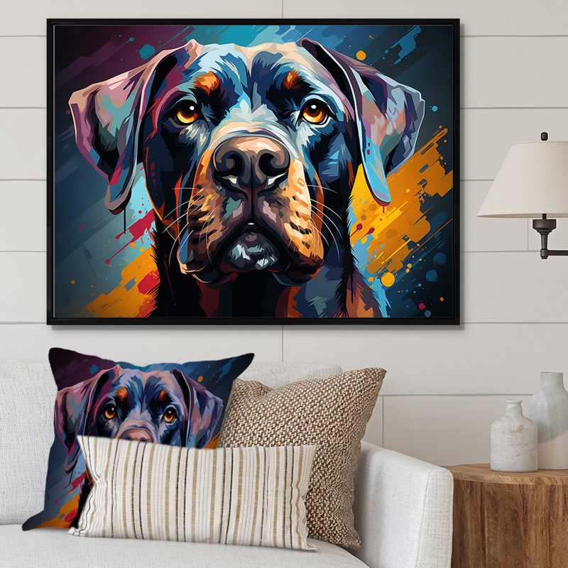 Boxer Boldness II sur toile, H 16 po x l 32 po x P 1 po, Cadre flottant noir