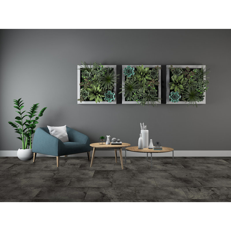Planche de vinyle de luxe 12 po x 24 po x 6 mm, Gris foncé