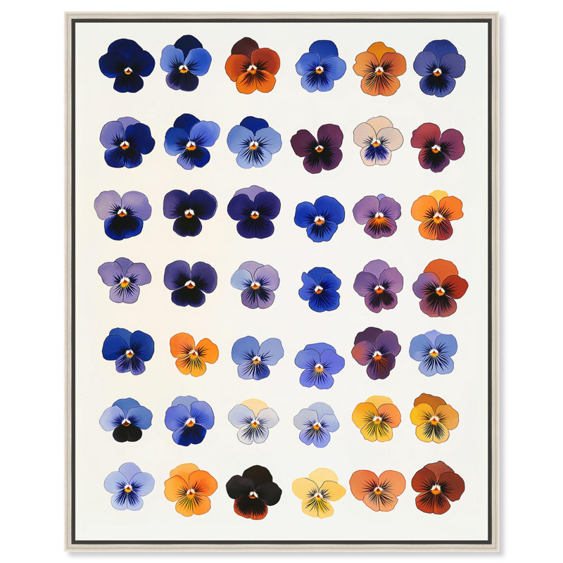 Impression sur toile Pansy Patch Grid II par Art Remedy, H 31 po x l 25 po, Cadre argenté