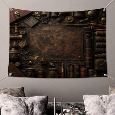 Tapisserie murale vintage objets Steampunk - décoration murale Steampunk