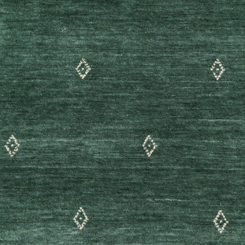 Simi Hand Knotted Cotton/Wool Southwestern Area Rug, Green, Rectangle 5' x 8'
