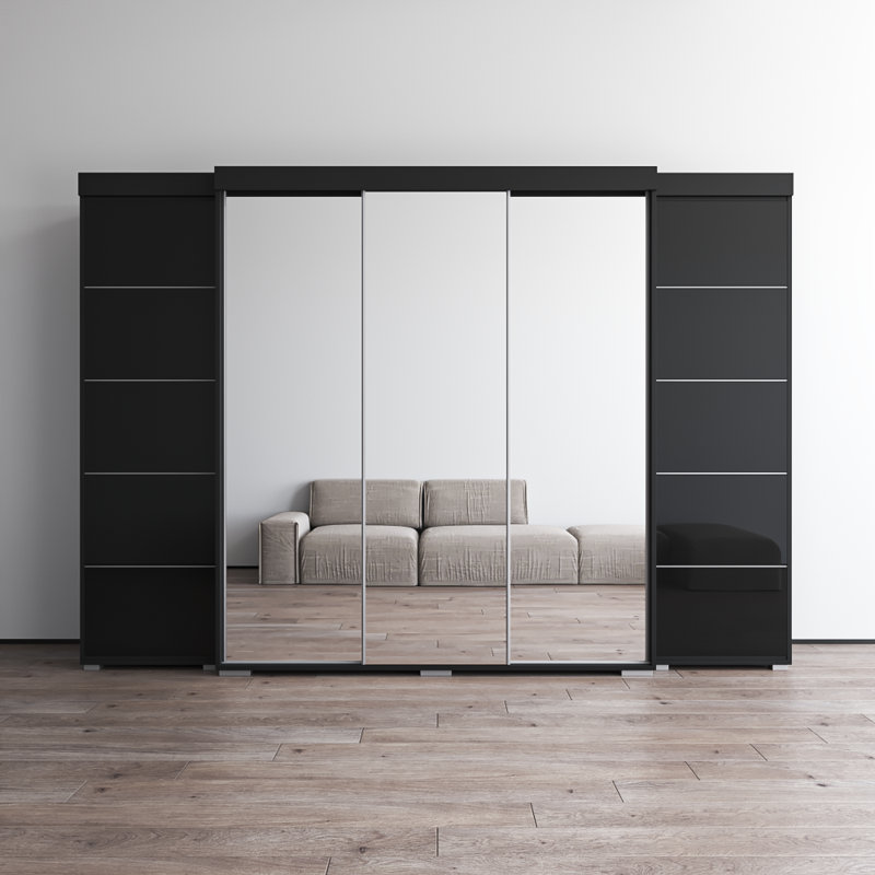 Armoire 117,3 "avec 3 miroirs Aria, Noir