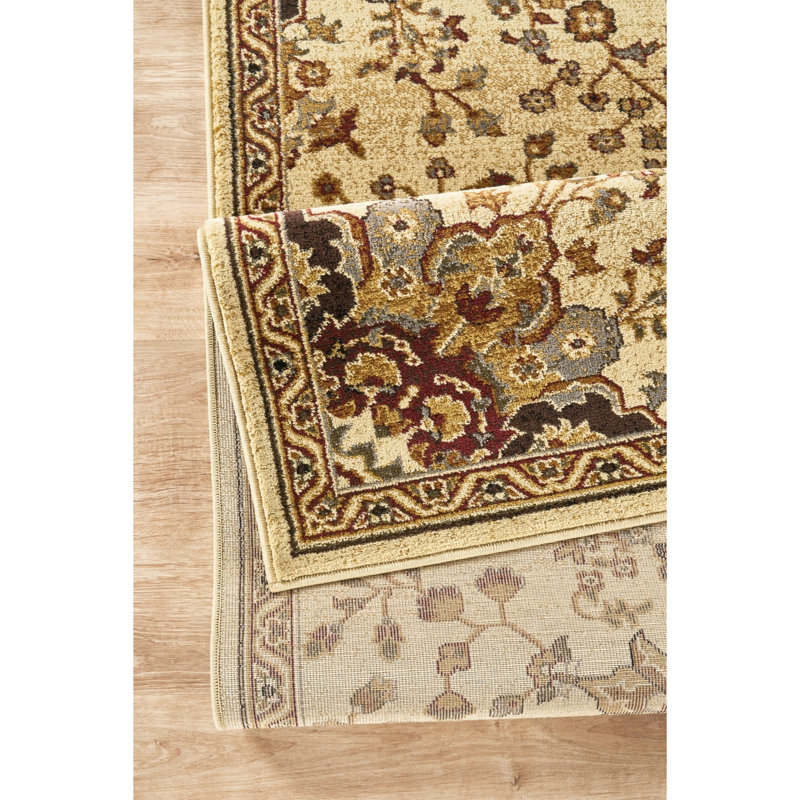Classic 2 pi. 7 po Tapis crème X 3, motif médaillon élégant, polypropylène, profondeur de tapis de 87 po, médaillon, hauteur de 0,44 po