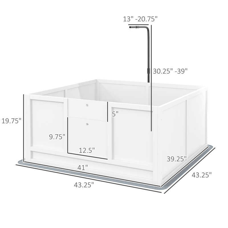 Boîte de mise bas pour chien avec support d'éclairage rétractable, H 27,75 po x l 47,75 po x P 24 po