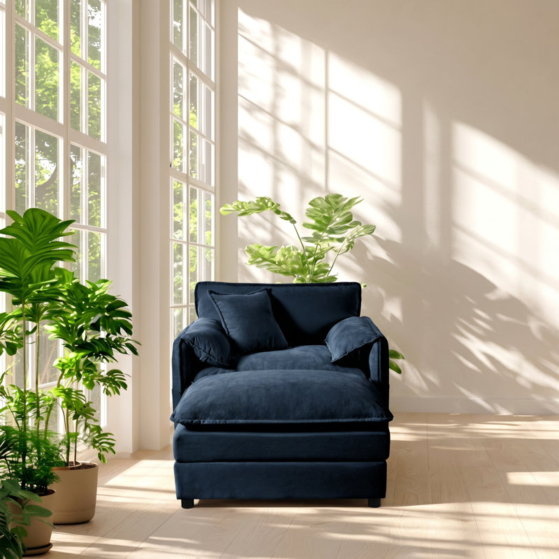 Fauteuil inclinable modulaire en chenille avec repose-pieds mobile l 57,48 po x P 41,37 po SKYMALL, Bleu