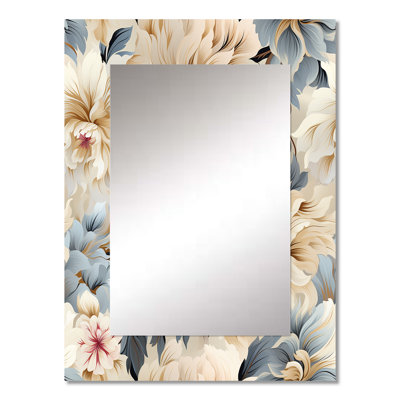 Ethereal Serenity Boho Pattern - Floral Wall Mirror, Floral Decorative Mirror, Printed Metal Art