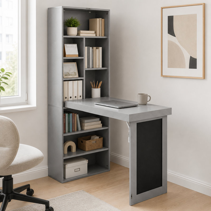 Bureau d'écriture pliable avec rangement 60 po et tableau noir