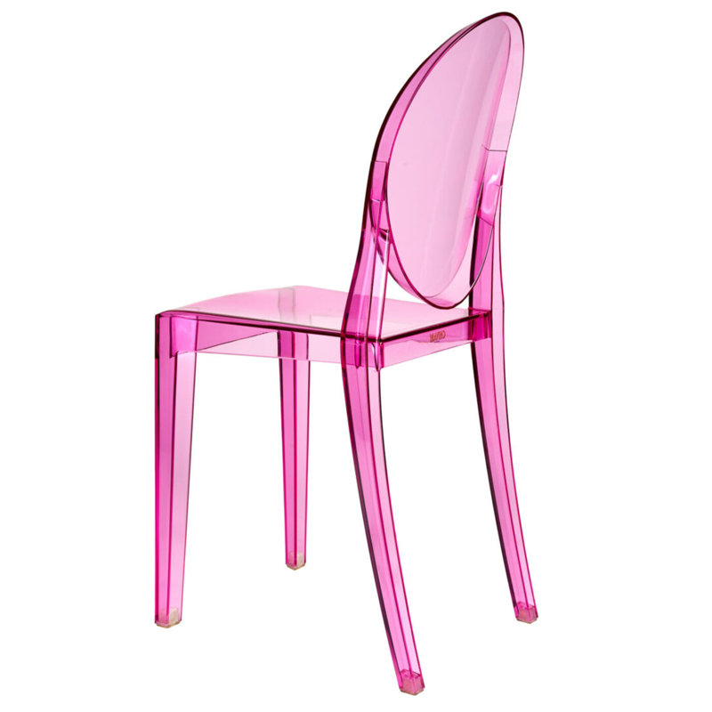 Ensemble de 3 chaises Victoria en résine avec dossier ovale, Fuchsia