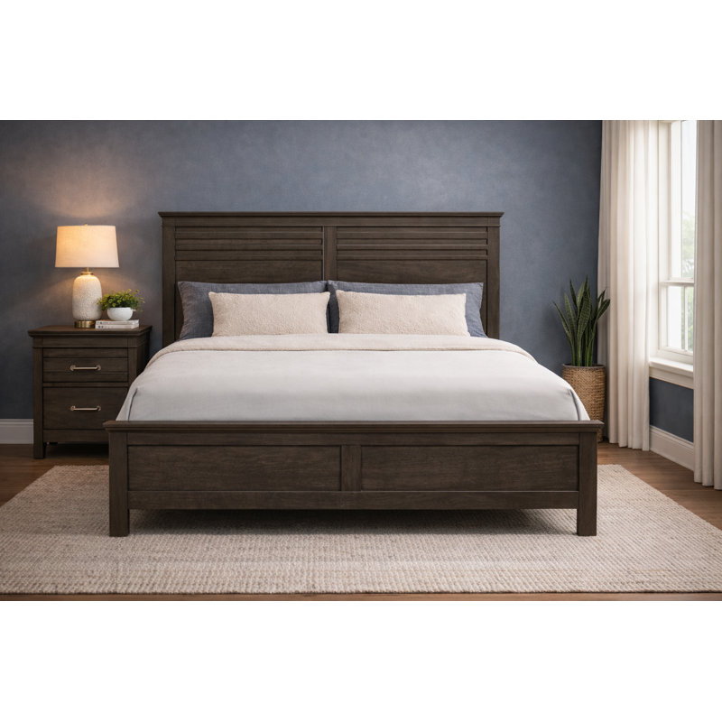 Oakridge Solid Wood Bed Frame, Gray, King