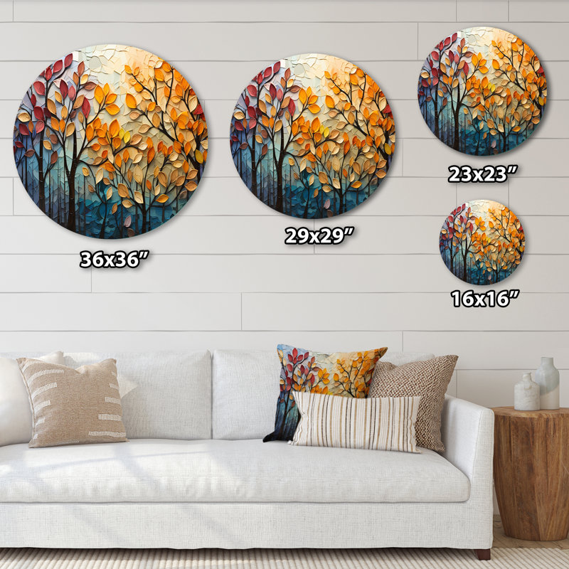 Datto - Art floral rond en métal, H 16 po x l 16 po
