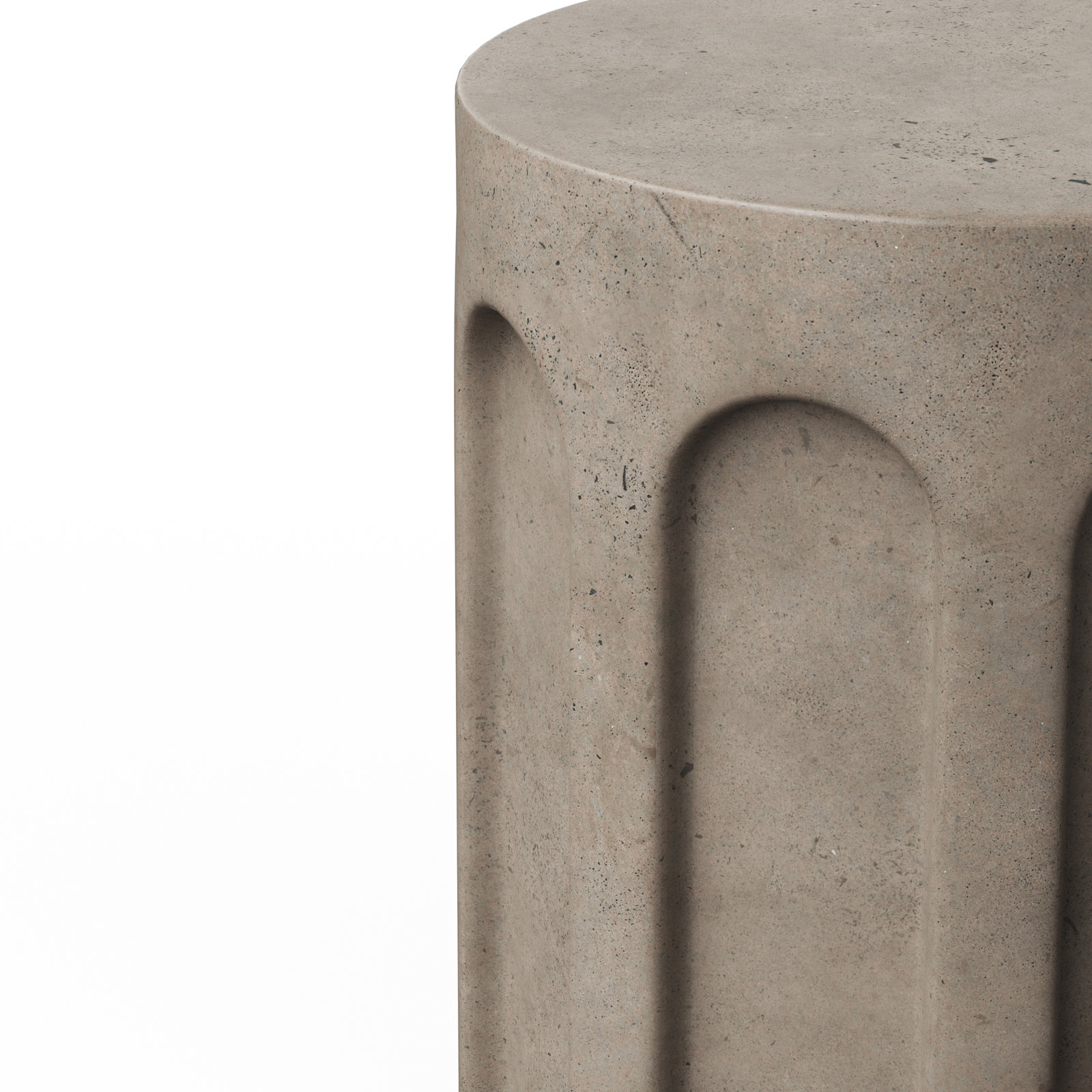 Mikah Concrete Accent Stool, Dark Gray