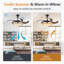 Ventilateur de plafond rétractable de 42 po avec lumière, ventilateur de lustre moderne à DEL avec télécommande, pales réglables à 6 vitesses, moteur à courant continu silencieux, éclairage à intensité variable pour le salon, la chambre à coucher, la salle à manger