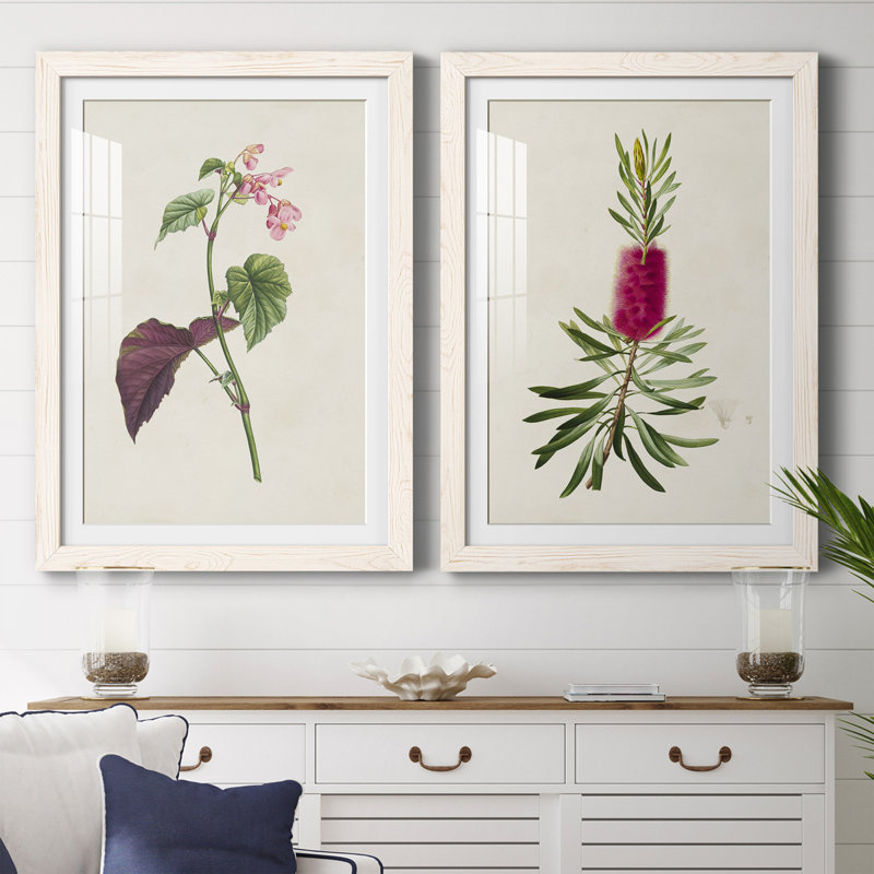 Pretty Pink Botanicals VI - Ensemble de 2 reproductions de cadres photo, H 37,5 po x l 55 po x P 1,5 po, Cadre blanc