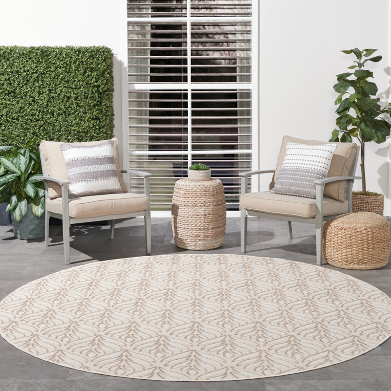 Alantra Nature Ivory/Grey Indoor/Outdoor Area Rug, Round 7'10"