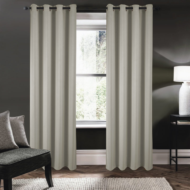 Fitnat 100% Blackout Window Curtain Panel, 52" W x 84" L, Light Beige
