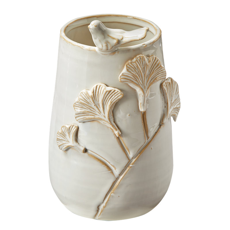 Sitting Bird Vase White Stoneware Everyday