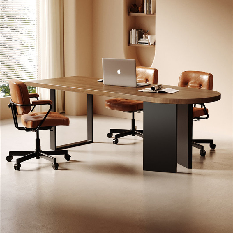 Bureau rectangulaire en bois massif noyer, H 29,53 po x L 86,61 po x l 31,5 po